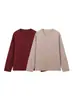 Explosiones de AliExpress estilo europeo y americano transfronterizo al por mayor de comercio exterior para mujer ZR en stock suéter color vino tinto cuello redondo manga larga lana tejida