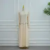 Vestido de Festa Elegante com Retalhos e Pedrarias de Manga Longa Loriya 2026 Lr1190