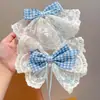 Pinzas para el pelo de encaje con lazo estilo coreano inspiradas en la universidad para niñas, con diseño de cinta de doble capa, accesorios para el pelo lindos y a la moda