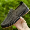 Zapatos de Tela de Verano Unmun Old Beijing para Hombre, Zapatos Casuales sin Cordones con Suela de Goma, Superficie de Malla Cómoda y Transpirable