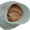 Chapéus Transfronteiriços de Outono e Inverno para Mulheres, Boina Fashion com Aba, Forrada com Lã e Espessa, Chapéu de Mãe, Chapéu de Lã Tricotado Quente