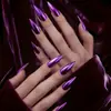 Uñas Redondas Almendradas Moradas Galvanizadas Moda Estilo Ins Europeo y Americano Simples y Elegantes Uñas Desmontables Portátiles