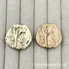 Botones metálicos plisados irregulares para trajes, abrigos de lana tejidos, botones decorativos simples y versátiles cosidos a mano