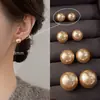 Pendientes de Perla de Imitación Color Dorado Champagne para Mujer, Perlas Redondas, Pendientes de Moda y Lujosos, Pendientes Elegantes y Únicos de Bombilla