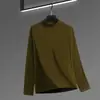 Camiseta de Pelúcia Longa Frente e Verso Transfronteiriça Outono e Inverno Com Veludo Espessado Camada Interna Quente Gola Média Roupas de Outono Camisa de Base Masculina e Feminina