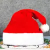 Decoración Navideña Transfronteriza Fiesta Navideña Sombrero Navideño de Terciopelo Rojo Dorado con Borde de Felpa para Adultos y Niños Sombrero Navideño