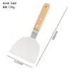 Espátula para freír de acero inoxidable estilo coreano con mango de madera, espátula para bistec, espátula de presión para teppanyaki, espátula para cocinar, herramienta de cocina, transfronterizo