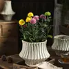 Maceta de Barro Lujo Accesible Gama Alta Exquisita Maceta Rayada Simple Maceta de Porcelana Decoración del Hogar Americana Decoración Suave Adornos para Macetas