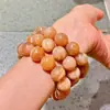 Pulsera de Piedra Solar Natural Naranja y Piedra Lunar Naranja Grande de 14-16 mm