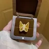 Anillo de Mariposa Calada Estilo Retro de Lujo Ligero Incrustado de Diamantes, Nuevo Anillo para Mujer Estilo Chino, Accesorio Calado de Mariposa Estilo Nacional