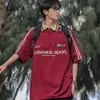 Camiseta tipo polo de peso pesado estilo retro americano con cuello y manga corta para hombres y mujeres, diseño de nicho, camiseta de pareja estilo preppy