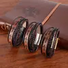 Nuevo Pulsera de Cuero Retro Europea y Americana con Hebilla Magnética Estampado de Cruz Creativo Pulsera con Dijes de Moda Reunión Casual para Hombres