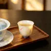 Moxi Flor Azul Pez Luchando Hielo de Jade Porcelana Cerámica Hogar Juego de Té Taza Pequeña Juego de Té Kung Fu Taza de Degustación