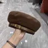 Sombrero de Pescador Grueso de Algodón Cepillado Cálido Otoño e Invierno para Mujer Versátil Resistente Sombrero de Copa Plana Boina Adelgazante Sombrero Cubo Moderno