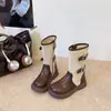 Otoño/Invierno Nuevas Botas Vaqueras Occidentales con Retazos Retro Moda Femenina Estilo Coreano Botas de Cuero Botas Martin Botas Largas Sesión de Fotos de Viaje