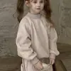 Conjunto de Moletom com Forro de Lã para Meninas Outono e Inverno Conjunto Infantil Rosa Clareador de Pele Estilo Coreano Blusa Calça de Moletom Casual Fashionável Conjunto Completo