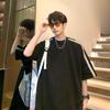 Playera Americana de Peso Pesado de Manga Corta para Hombre Verano Marca de Moda Manga Tres Cuartos Suelta Oversize Estudiante Top de Media Manga