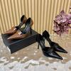 Sandalias de tacón alto con tacón trasero para otoño de 2025, nuevas sandalias de tacón alto sexis de cuero con punta pequeña y elegante tacón fino.