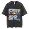 [Lavada Transfronteiriça] Camiseta Streetwear Hip-Hop Masculina Vintage Retro Dragon Ball Gráfica Camiseta Lavada Harajuku