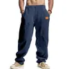 Estación Independiente Transfronteriza Amazon Nuevos Pantalones Casuales de Lino para Hombre Pierna Ancha Transpirables Simples Pantalones de Playa para Hombre