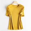 Heavy Anger Push 11 Colores Japonés Sanling Tejido Básico Simple Cuello en V/Cuello Redondo Manga Corta para Mujer Camiseta de Mujer