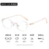 Armazón de Gafas para Miopía Sin Montura Ultraligero para Mujer con Bordes Rosas, Se Puede Equipar con Armazón de Gafas Danyang Sin Montura de Alambre Dorado Anti-Luz Azul 0655