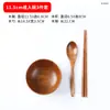 Cuenco de Madera de Azufaifo Japonés Niños Hogar Bebé Retro Madera Maciza Pequeño Bol de Arroz Vajilla de Madera Juego de Cuencos de Madera