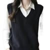 2025 Nuevo Chaleco Tejido para Mujer Sin Mangas Suéter Estilo Perezoso Exterior Cuello en V Chic Chaleco Superior para Superponer