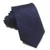 25 Novos Estilos de Gravatas Listradas Jacquard de Poliéster de 8cm, Gravatas Amarradas à Mão de 7cm para Vestuário Formal de Negócios Masculino e Feminino, Sensação de Alta Qualidade, Vermelho, Preto, Azul