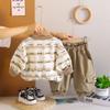 Sudadera con Estampado Completo de Letras para Niños, Cuello Redondo, Conjunto de Dos Piezas, Venta al por Mayor, Nuevo Pantalón Cargo Casual para Niños Primavera y Otoño 2025