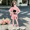 Conjunto de Verano para Niñas 2026 Nuevo Elegante Moderno Camisa Polo Delgada Camiseta de Manga Corta Conjunto Deportivo de Dos Piezas
