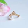 Anillo de moda popular de Corea del Sur, simple, de perla, cisne, full diamond, red abierta, rojo ins, ajustable