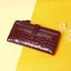 Billetera Nueva Transfronteriza Patrón de Cocodrilo Cremallera Ranuras Múltiples para Tarjetas Color Sólido Billetera Simple Larga de Alta Gama Gran Capacidad