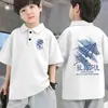 Camisas Polo de Manga Curta para Meninos e Meninas, Novo Estilo de Verão, Camisetas Estilosas de Algodão Puro para Crianças Médias e Grandes, Tops de Bebê com Gola e Manga Curta