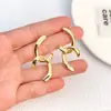 Pendientes de Aro Doble C Estilo Coreano Nuevo Transfronterizos Super Hada Elegantes para Mujer Metal Estilo Fresco Pendientes Sencillos Elegantes Pendientes