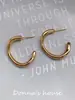 Pendientes de Alta Calidad para Mujer, Latón Chapado en Oro de 24 Quilates, Joyería Geométrica Retro Europea y Americana, Aros Redondos Pesados Lisos