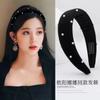 Diadema de perlas igual que Ouyang Nana para mujer, ala ancha, top alto tipo calavera para mostrar la cara, pequeño, terciopelo negro, de alta calidad, elegante, para presionar el pelo
