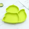 Plato de Cena de Silicona Nuevo Producto Transfronterizo Ardilla Ciervo Sika Vajilla Infantil Cuadrado Engrosado Tres Compartimentos Plato de Cena Infantil de Silicona
