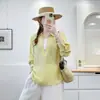 Camisa de Manga Larga Patchwork con Cuello Solapa Moda Otoño Temprano Tallas Grandes para Mujer 100kg Top Casual 0711