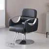 Sillón de barbero personalizado, silla para salón de peluquería, silla de barbero negra ajustable con reposapiés, base de acero inoxidable, silla giratoria para salón