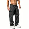 Comércio Exterior Transfronteiriço Calças de Trabalho Masculinas Americanas Casuais Design de Perna Reta Bolsos Grandes Largos Esportivas Perna Larga Versátil Calças Longas