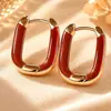 Nuevos Pendientes de Clip con Goteo de Aceite en Forma de Corazón con un Estilo Francés de Lujo Ligero, Pendientes Elegantes Cuadrados con un Diseño Único y Accesorios Versátiles de Acero para Orejas