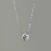 Accesorios de Collar de Diamante Moissanita Estilo Zhao Lusi para Mujeres, Cadena para Clavícula, Joyería de Cadena para el Cuello con Colgante de Diseño de Nicho de Lujo Ligero