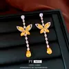 Brincos de Prata Zircônia Borboleta Gota d'Água Pendentes Luxo Leve High-End Moda Targos Design Versátil Brincos de Nicho