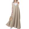 Vestido Casual Suelto Sólido de 4 Colores para Mujer Cuello en V Sin Espalda Sexy Vestido Largo Sin Mangas Vestido de Fiesta para Mujer