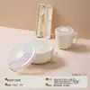 Nuevo Horno de Microondas Set Especial Tazón Taza Palillos Tenedor Cuchara Vajilla Infantil para Estudiantes Juego de Tres Piezas Mayoreo