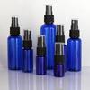 Botella de spray azul de 10 ml, 30 ml, 50 ml y 100 ml, botella de perfume, cosmética, botella de plástico dividida, botella a prueba de luz.