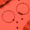 Pulseira de cinábrio de minério bruto natural 6mm feita à mão cordão vermelho contas redondas ultrafinas estilo chinês para casal para homens e mulheres
