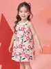 Vestido sem mangas para meninas, Vestido Princesa de Verão Estilo Coreano para Bebê, Vestido Colete, Vestido com Alça Floral Estiloso para Crianças