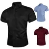Camisa al por mayor de comercio exterior transfronterizo estilo coreano para jóvenes, color liso, sencilla, de manga corta, casual de negocios, camisa de trabajo para hombre